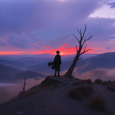 像素落日男生意境头像