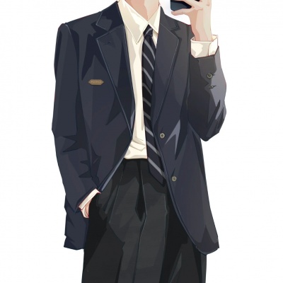 校园制服一男一女手绘头像