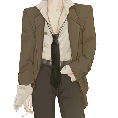 校园制服一男一女手绘头像