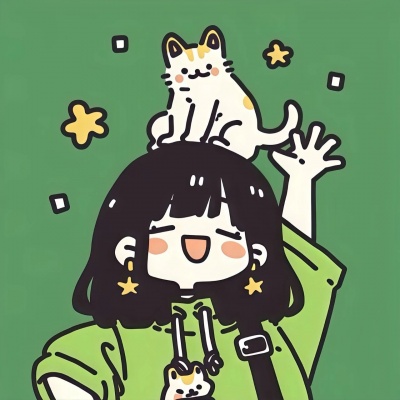 撸猫可爱手绘卡通女头