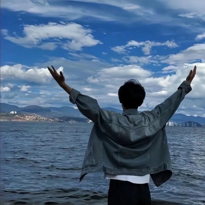 ins唯美风景背影男头