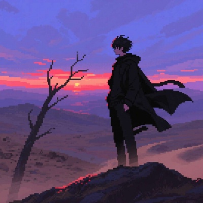 像素落日男生意境头像