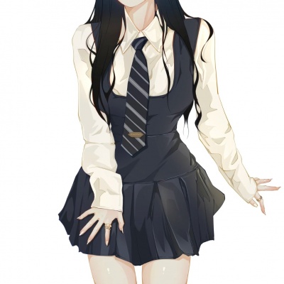 校园制服一男一女手绘头像