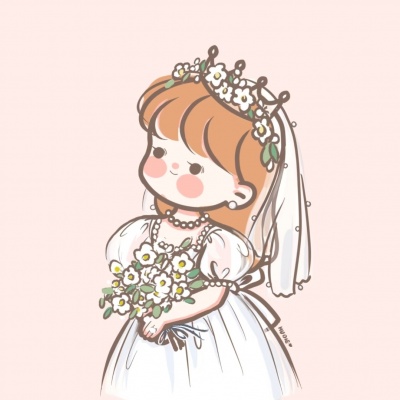 可爱手绘结婚卡通情侣头像