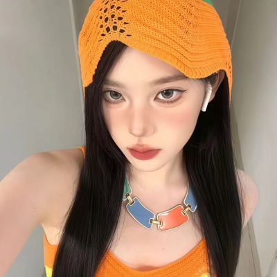橙色调氛围感唯美女头