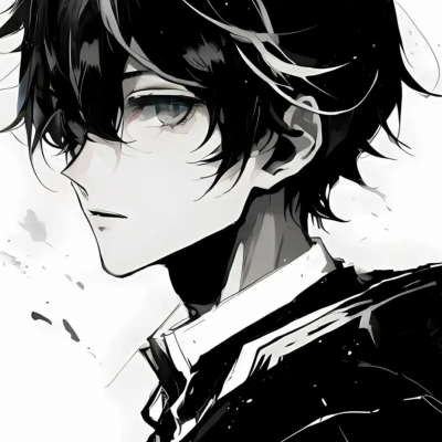 黑白动漫男生头像高清无水印