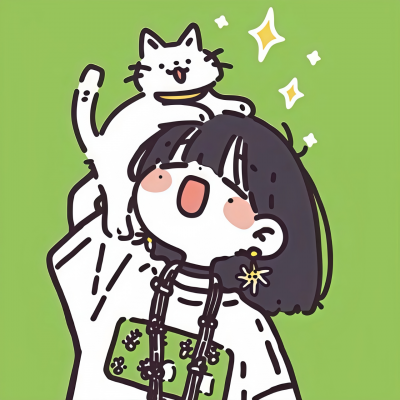 撸猫可爱手绘卡通女头