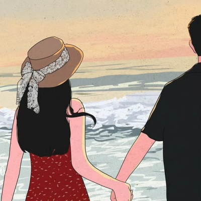 超甜手绘情侣头像一男一女