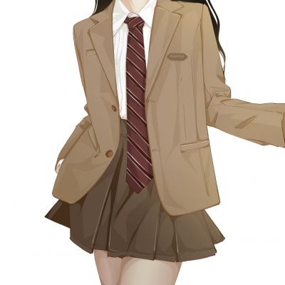 校园制服一男一女手绘头像