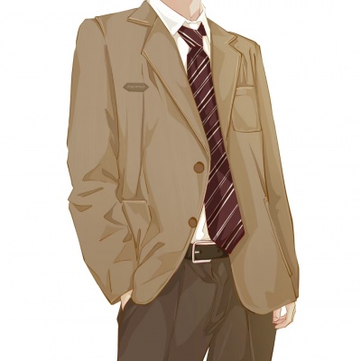 校园制服一男一女手绘头像