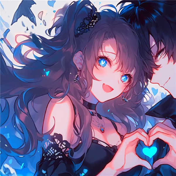 情侣动漫两个人比成一个爱心图片头像