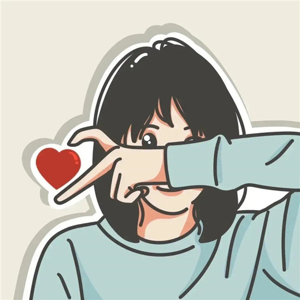 情侣动漫两个人比成一个爱心图片头像