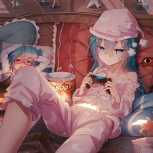颓废二次元玩游戏宅女头像