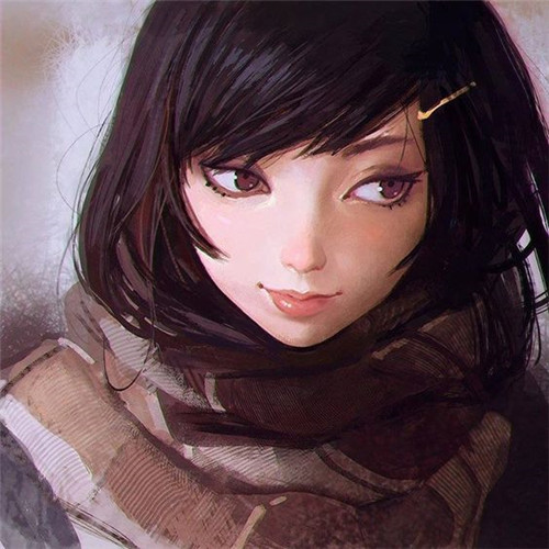 女生唯美气质彩色手绘头像