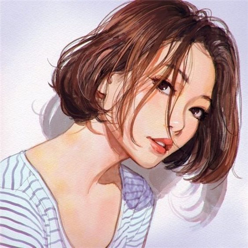 女生唯美气质彩色手绘头像