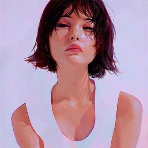 女生唯美气质彩色手绘头像