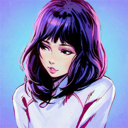 女生唯美气质彩色手绘头像