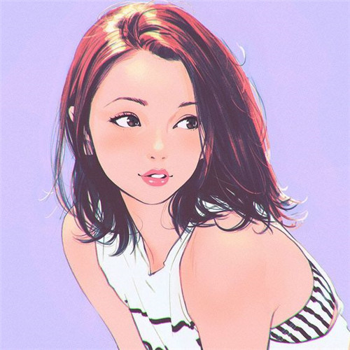 女生唯美气质彩色手绘头像