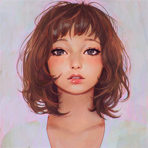 女生唯美气质彩色手绘头像
