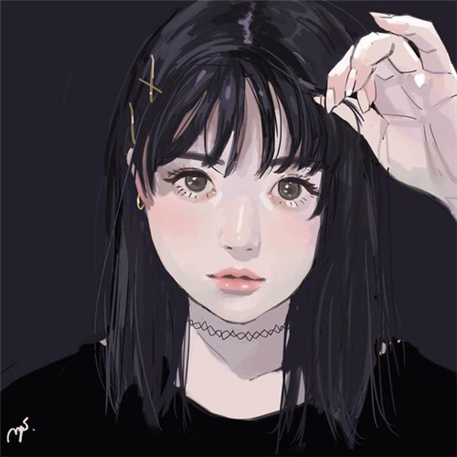 女生唯美气质彩色手绘头像