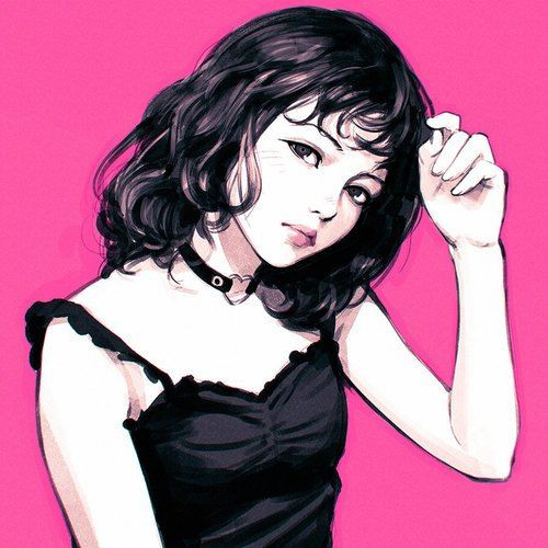 女生唯美气质彩色手绘头像