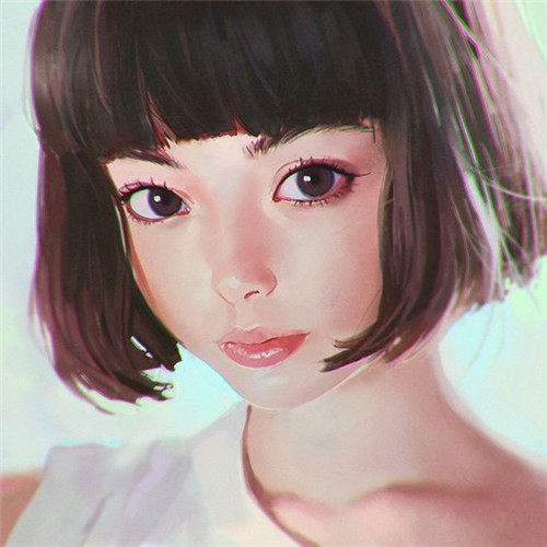 女生唯美气质彩色手绘头像