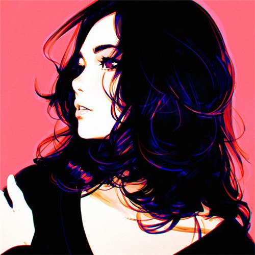 女生唯美气质彩色手绘头像