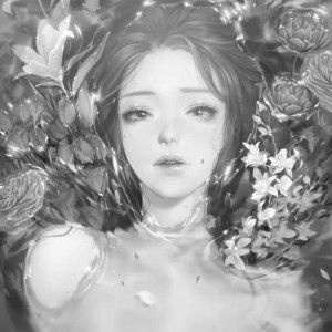 女生可怜流泪头像黑白