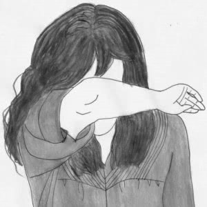 女生可怜流泪头像黑白