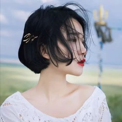 女生高清短发侧脸唯美小清新自然头像