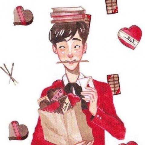 漫画情侣头像一男一女分开的两张
