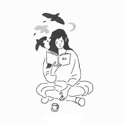简约个性手绘头像黑白图片