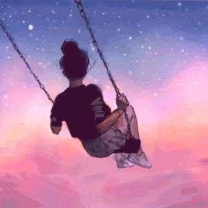 唯美星空女生荡秋千背影头像图片