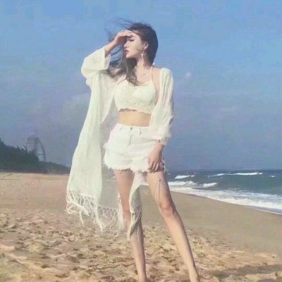 美女海边风景微信头像图片