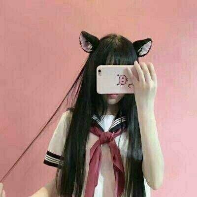 女生手机挡脸头像
