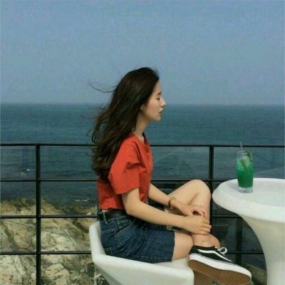 美女海边风景微信头像图片