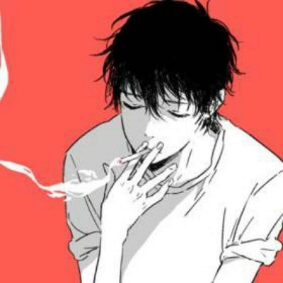 男生动漫丧头像红色背景