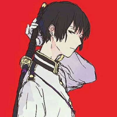 男生动漫丧头像红色背景