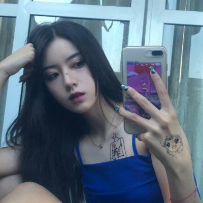 女生头像唯美浅蓝色高清图片