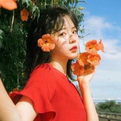 微信头像红色系列真人女生图片