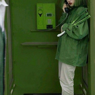 绿色系不露脸女生头像图片