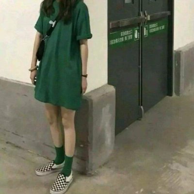 绿色系不露脸女生头像图片