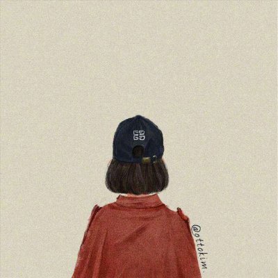头像女生背影卡通手绘图片