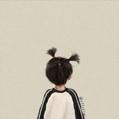 头像女生背影卡通手绘图片