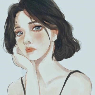 手绘漫画短发女生头像