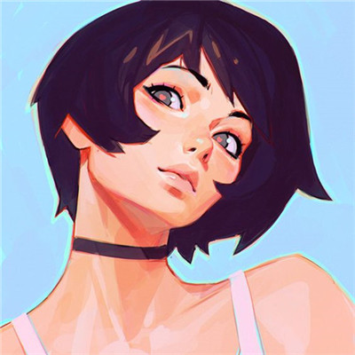手绘漫画短发女生头像
