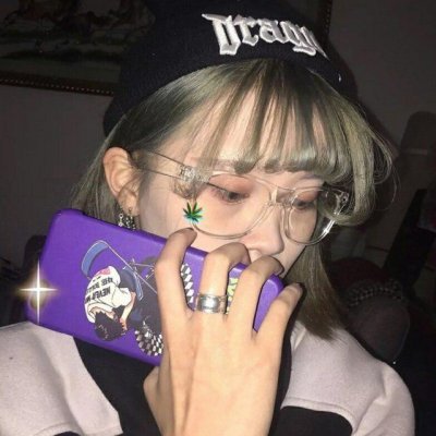 紫色系列女头真人图片