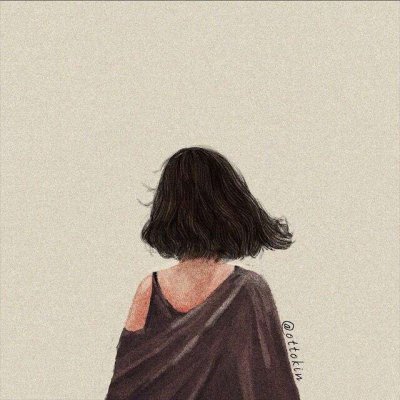 头像女生背影卡通手绘图片