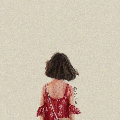 头像女生背影卡通手绘图片