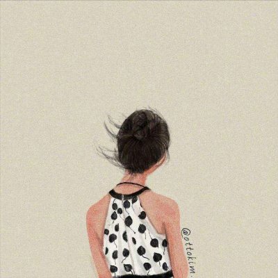 头像女生背影卡通手绘图片